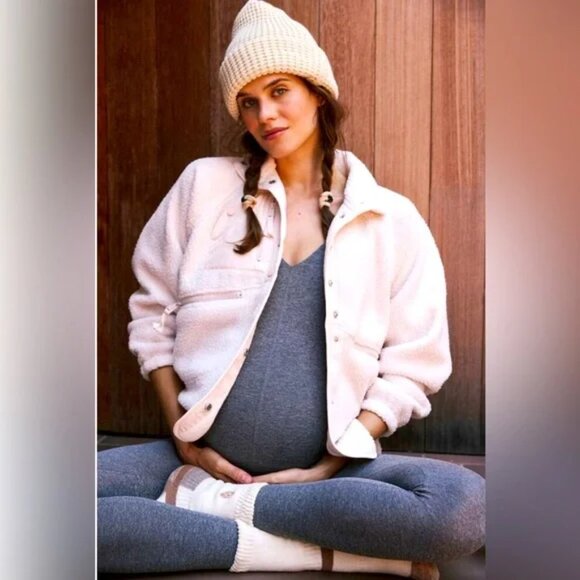 NWT $178 FP Movement X Hatch Hit The Slopes Fleece Maternity Jacket Neutral XS - Picture 1 of 5